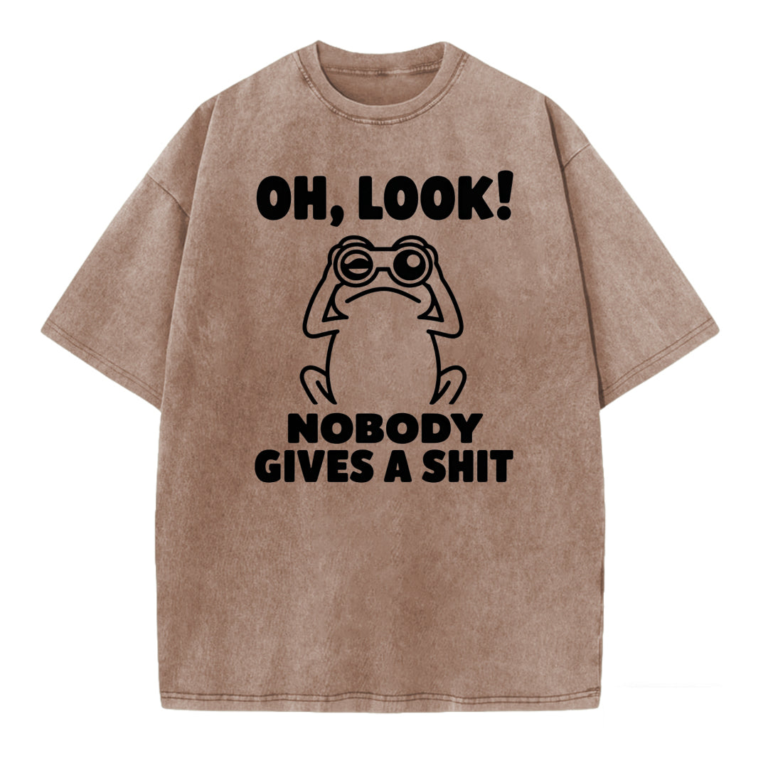Funny Frog Graphic Printed Washed T-shirt