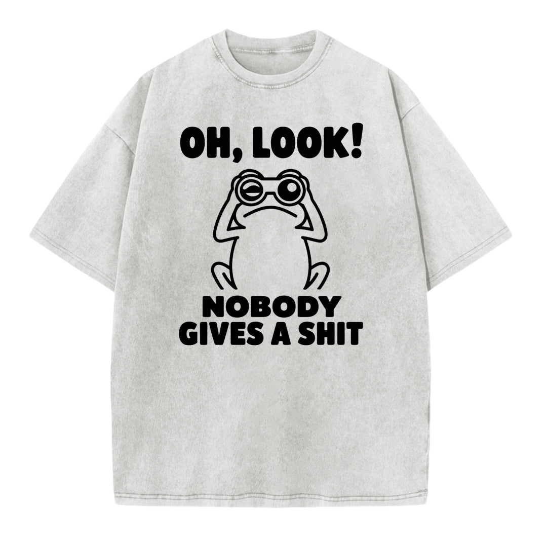 Funny Frog Graphic Printed Washed T-shirt